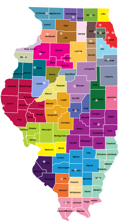 Map of Illinois CAC centers image